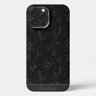 Funda Para iPhone 13 Pro Max Nombre personalizado de patrón floral sin costura 
