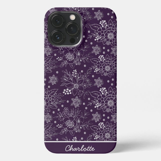 Funda Para iPhone Nombre personalizado de patrón ininterrumpido de c (Reverso )