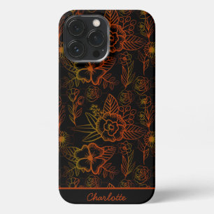 Funda Para iPhone 13 Pro Max nombre personalizado de patrón sin soldadura flora