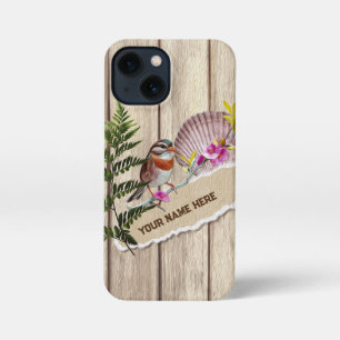 Funda Para iPhone 13 Mini Nombre personalizado de pintura de aceite de mader