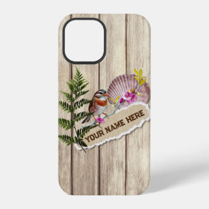 Funda Para iPhone 12 Pro Nombre personalizado de pintura de aceite de mader