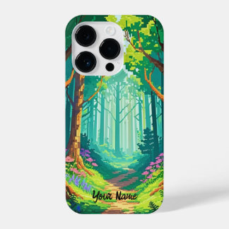 Funda Para iPhone 14 Pro Nombre personalizado del arte de píxeles del bosqu