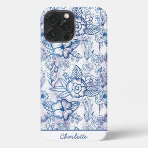 Funda Para iPhone 13 Pro Max Nombre personalizado del patrón floral sin soldadu