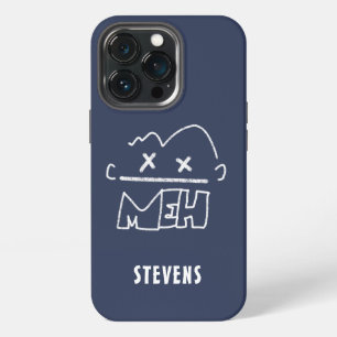 Funda Para iPhone 13 Pro Nombre personalizado Emoji Cara Meh Divertida