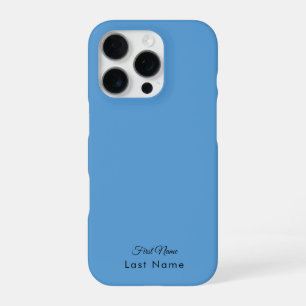 Funda Para iPhone 16 Pro Nombre Personalizado en Color Sólido Azul Suave Si
