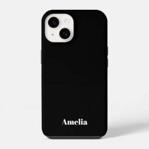 Funda Para iPhone 14 Nombre personalizado en escritura blanca y negra e
