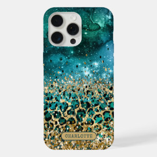 Nombre Personalizado Estampado de Leopardo Dorado