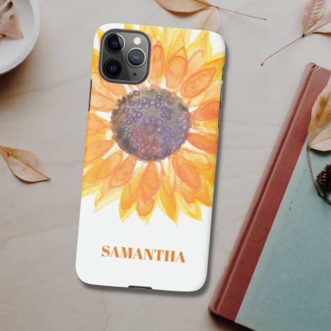 Funda Para iPhone Nombre personalizado Floral de girasol (Subido por el creador)