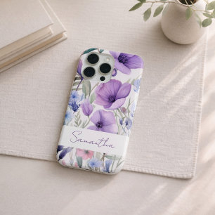 Nombre Personalizado Floral Elegante Morado