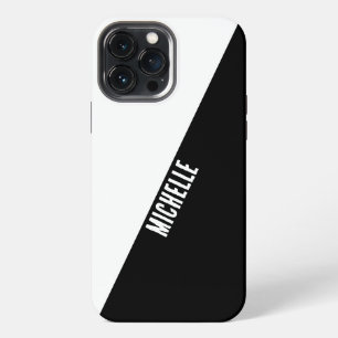 Funda Para iPhone 13 Pro Max Nombre personalizado geométrico en blanco y negro