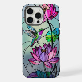Nombre Personalizado Glass Floral Hummingbird