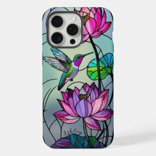 Nombre Personalizado Glass Floral Hummingbird