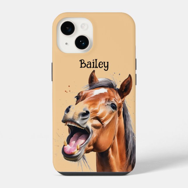 Funda Para iPhone Nombre Personalizado Granja Caballo de Animales (Reverso )