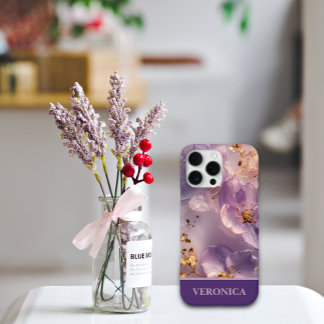 Funda Para iPhone 16 Pro Max Nombre personalizado lavanda floral oro personaliz