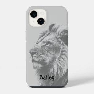 Funda Para iPhone 14 Nombre personalizado León Animal