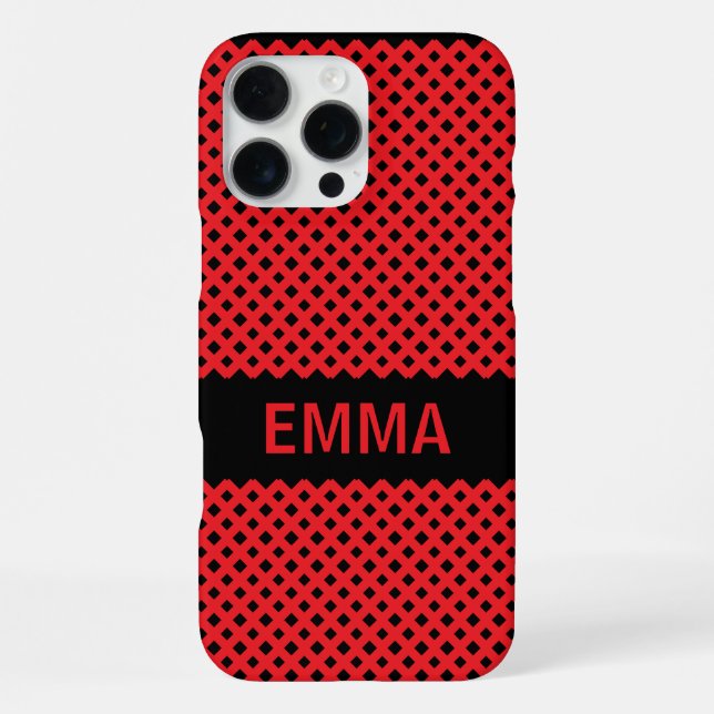 Funda Para iPhone Nombre personalizado Líneas rojas (Reverso )