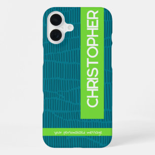 Funda Para iPhone 16 Plus Nombre personalizado moderno verde