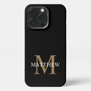 Funda Para iPhone 13 Pro Nombre personalizado Monograma negro