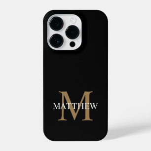 Funda Para iPhone 14 Pro Nombre personalizado Monograma negro