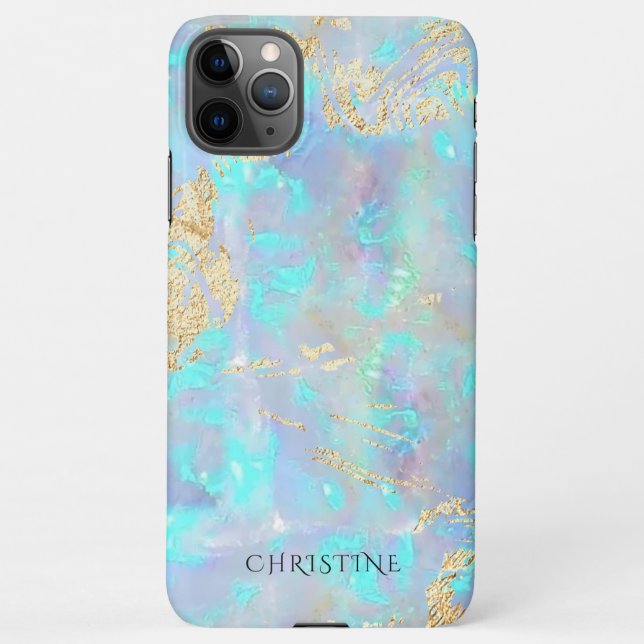 Funda Para iPhone nombre personalizado opal stone (Reverso)