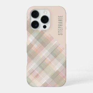 Funda Para iPhone 16 Pro Nombre Personalizado Pastel Cuadro Melocotón Verde