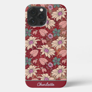 Funda Para iPhone 13 Pro Max Nombre personalizado patrón floral sin soldadura r