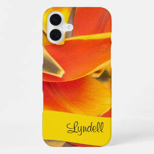 Funda Para iPhone 16 Plus Nombre personalizado Pétalos de Flor de Tulipán Na