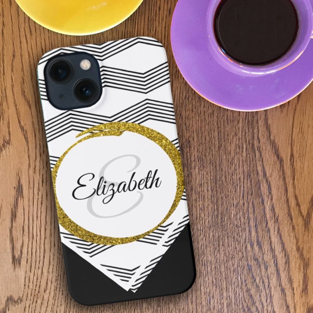 Funda Para iPhone Nombre personalizado Purpurina oro carta inicial m (Subido por el creador)
