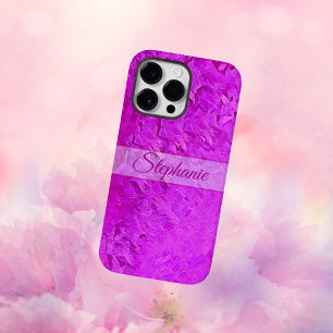 Funda Para iPhone 14 Pro Max Nombre personalizado rosa artístico