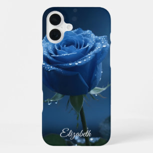 Funda Para iPhone 16 Plus Nombre personalizado Rosa Azul Encantada Floral Ro