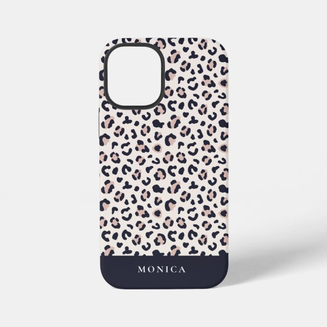 Funda Para iPhone Nombre personalizado rosa de impresión en animales (Reverso )