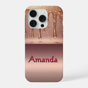 Nombre Personalizado Rosa Dorado Drip ✨ Brillo Met