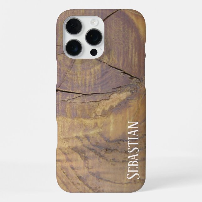 Funda Para iPhone Nombre personalizado rústico Nudo de madera de ced (Reverso )