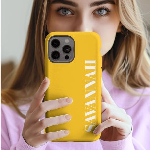 Funda Para iPhone 13 Pro Max Nombre personalizado simple amarillo brillante 