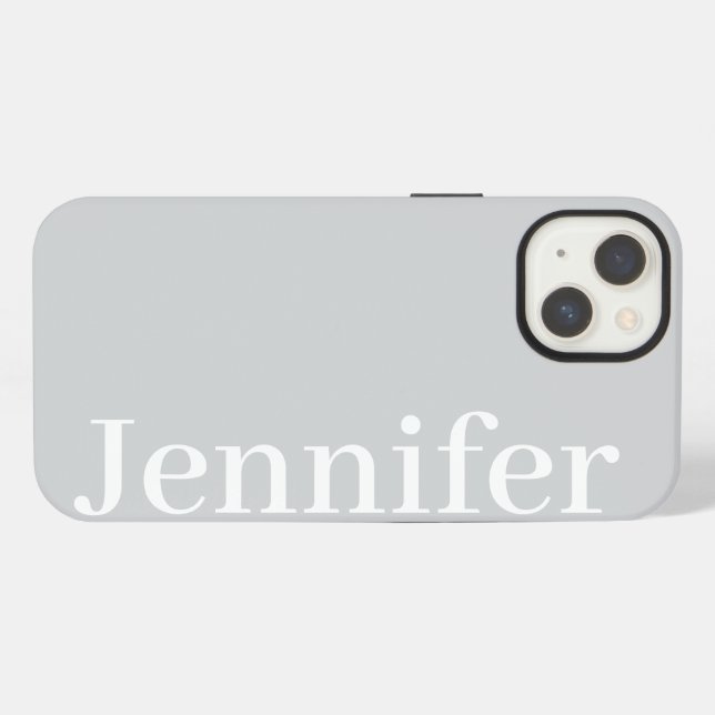 Funda Para iPhone Nombre personalizado simple elegante gris claro (Reverso Horizontal)