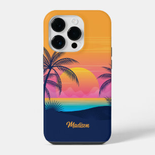 Funda Para iPhone 14 Pro Nombre personalizado Sunset tropical