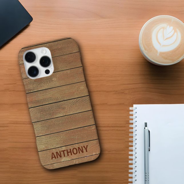 Funda Para iPhone Nombre personalizado tabla de madera rústica tende (Subido por el creador)