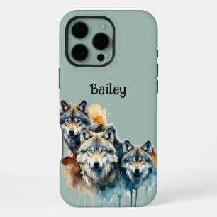 Funda Para iPhone 16 Pro Max Nombre personalizado Wolves Wolf Wildlife Nature A