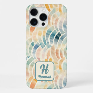 Funda Para iPhone 16 Pro Max Nombre personalizado y acuarela monogramada con pa