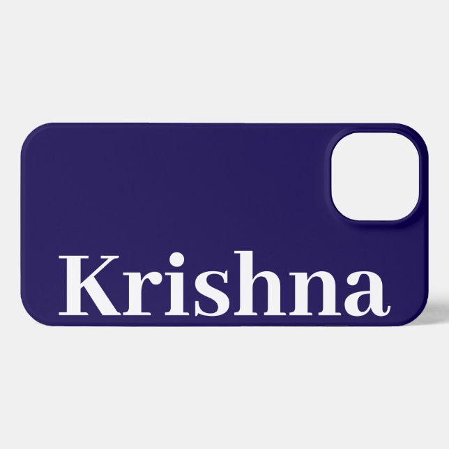 Funda Para iPhone Nombre simple Monograma mínimo moderno Azul oscuro (Reverso Horizontal)