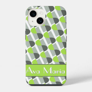 Funda Para iPhone 14 Nombre verde brillante inspirado en el arte deco m