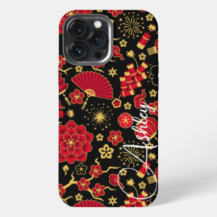 Funda Para iPhone 13 Pro Max Nombre Verde Teal Floral Moderna Sombra