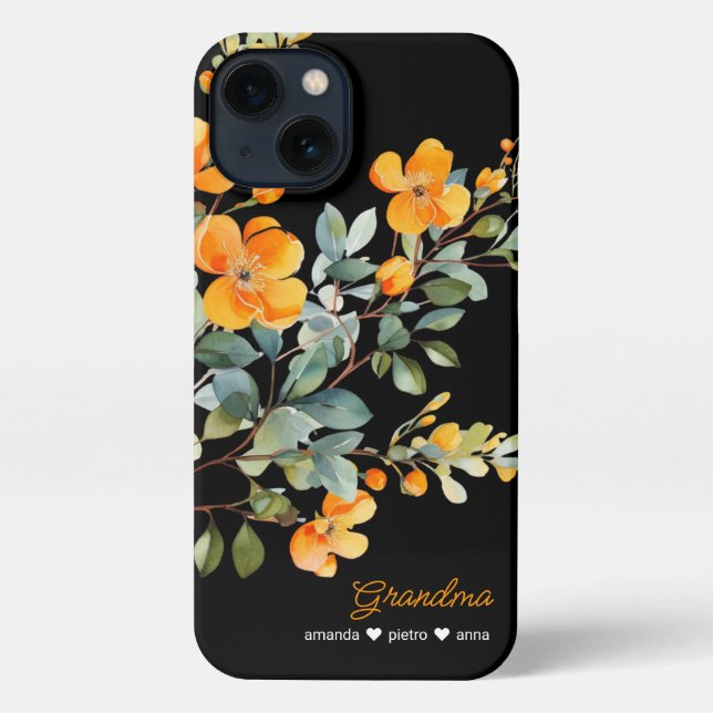 Funda Para iPhone Nombres de los nietos de las abuelas amarillas y n (Reverso )