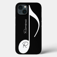 Nota musical con nombre personalizado en negro