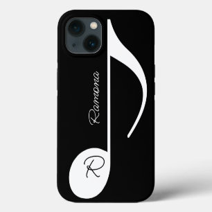 Nota musical con nombre personalizado en negro