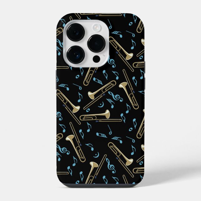 Funda Para iPhone Notas de música de trombón  (Reverso )