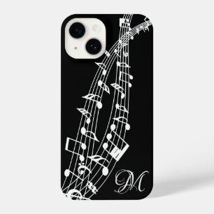 Funda Para iPhone 14 Notas de música Teclado Nombre de monograma Person