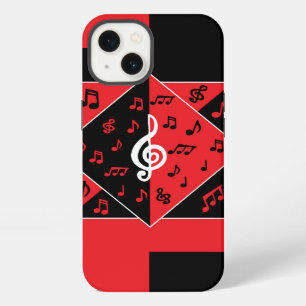 Notas Musicales Art Deco Elegantes Rojo Negro Blan