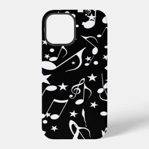Funda Para iPhone 12 Notas musicales blancas sobre negro