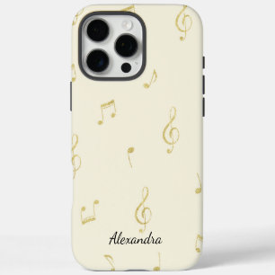 Funda Para iPhone 16 Pro Max Notas musicales de oro blanco  